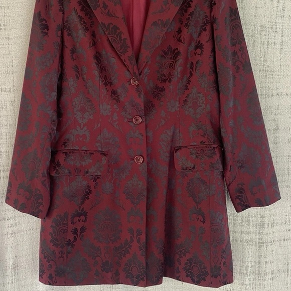 Vintage Reflections by Spiegel Baroque Print Maroon/Black Pantsuit Size 10 - Picture 11 of 13